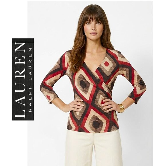 LAUREN RALPH LAUREN - Vintage wrap top (Southwestern print) - Picture 1 of 8